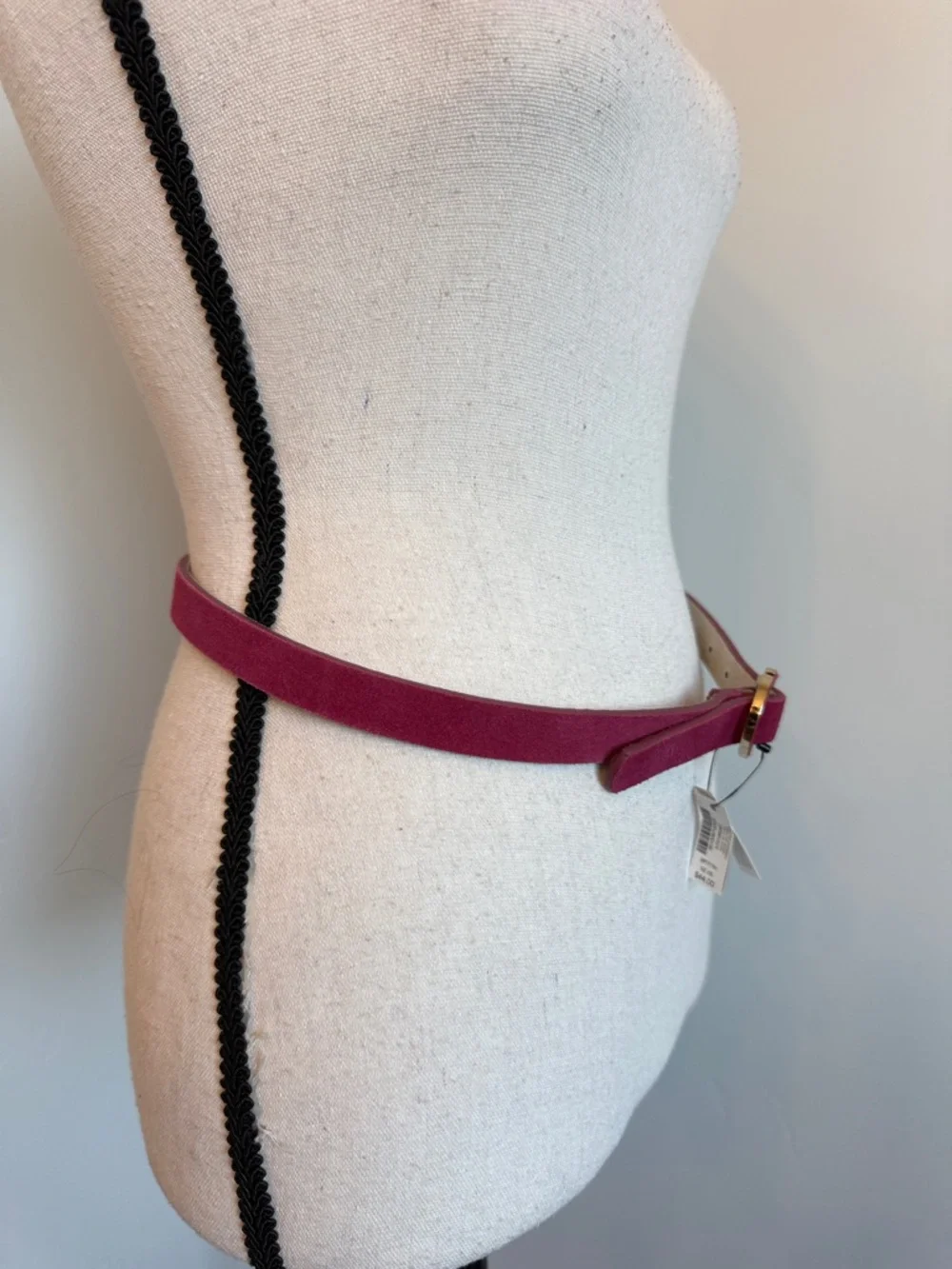 White House Black Market XS Pink Leather Belt Gold Circle Buckle NWT $44